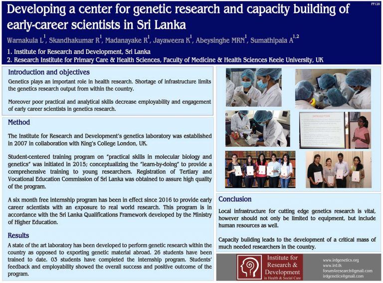 Developing a center for genetic research and capacity building of early-career scientists in Sri Lanka
