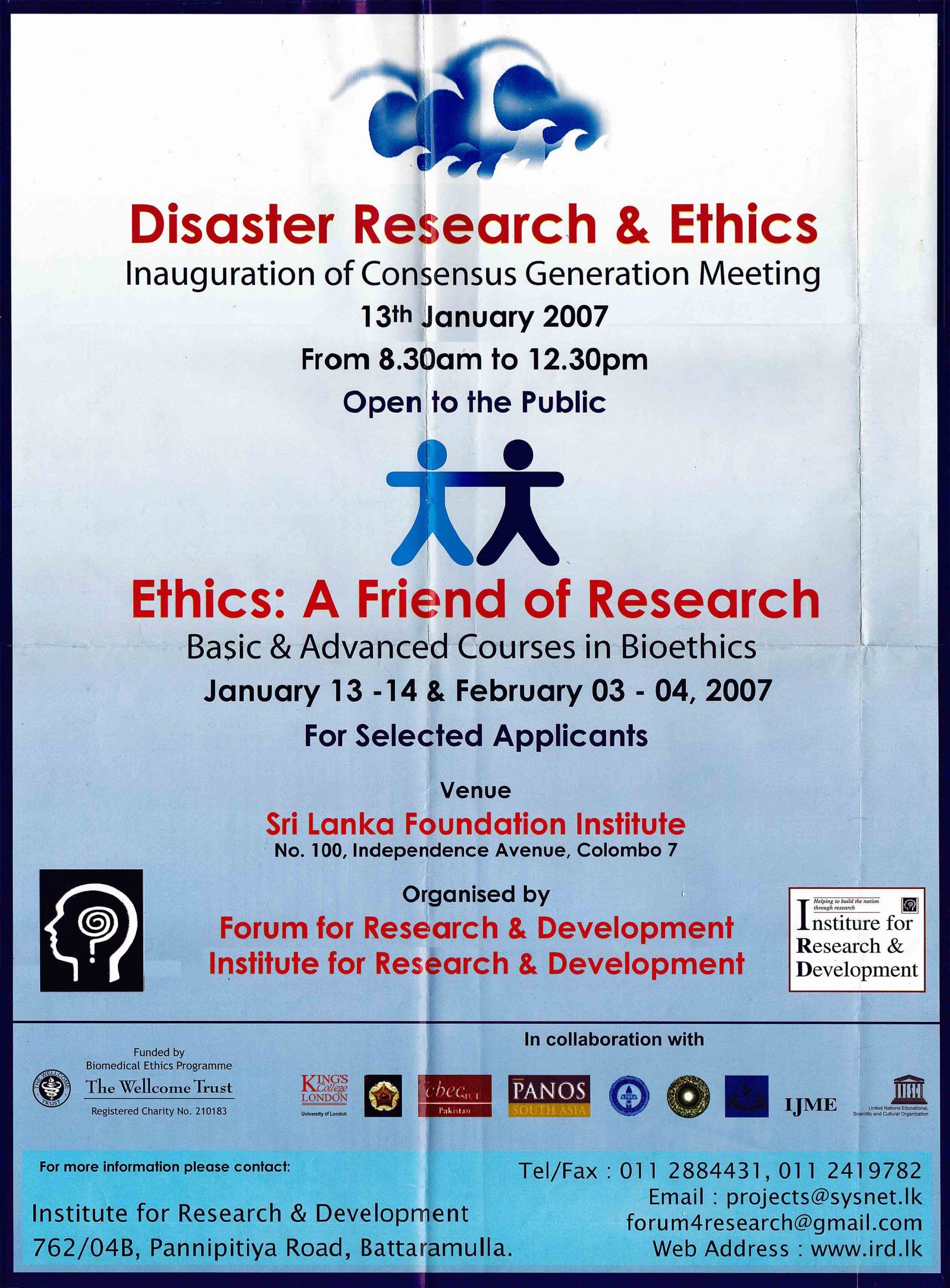 Consensus Generation Meeting: Disaster Research &amp; Ethics
