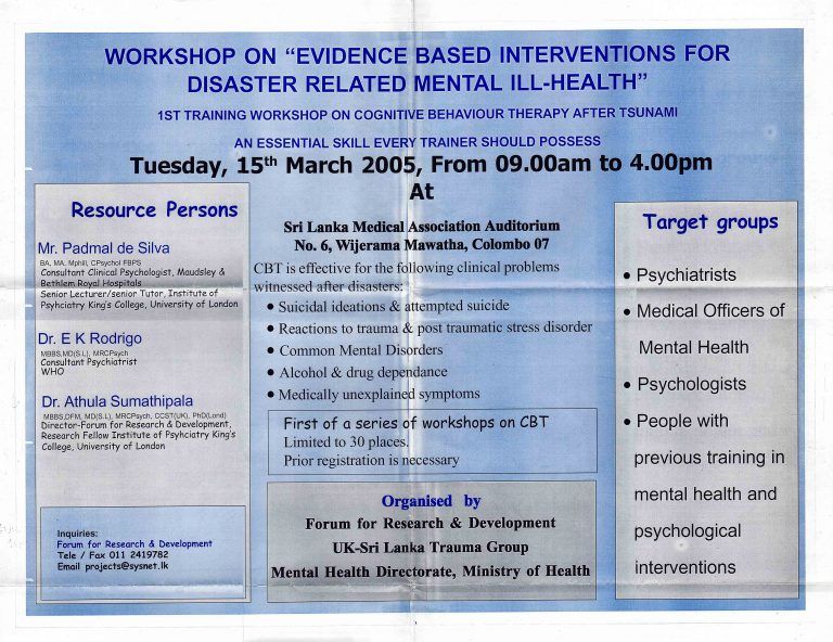 Evidence based Interventions for Disaster related Mental Ill-health