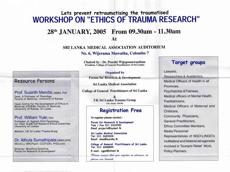 Ethics of Trauma Research: Lets Prevent Re-traumatising the Traumatised