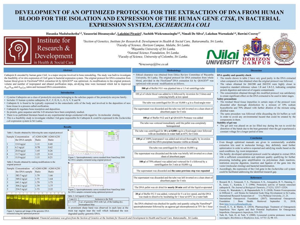 Development of an Optimized Protocol for the Extraction of DNA from Human Blood for the Isolation and Expression of the Human Gene CtsK, in Bacterial Expression System, Escherichia Coli