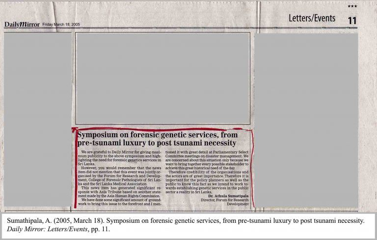 Symposium on forensic genetic services, from pre-tsunami luxury to post tsunami necessity