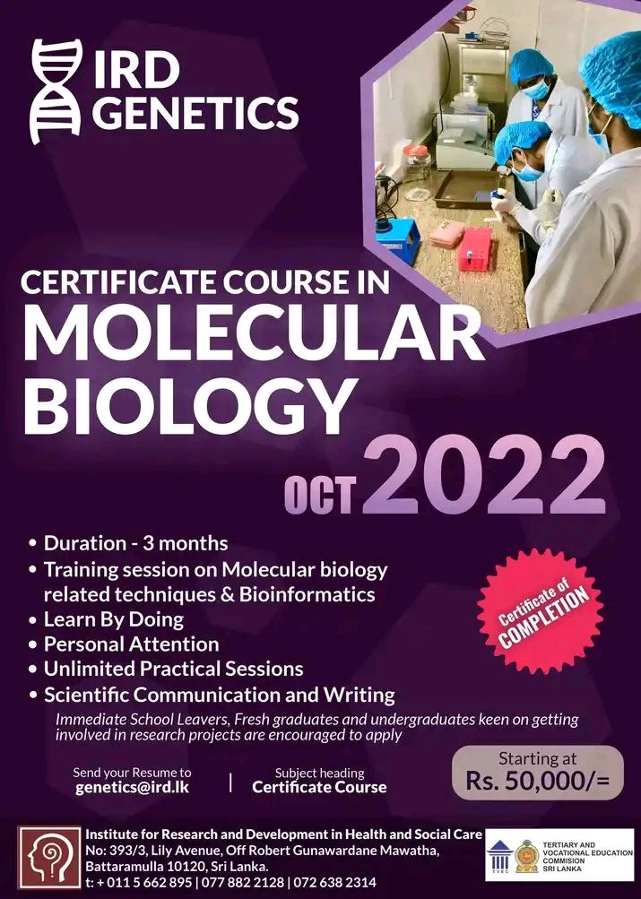 Certificate Course in Molecular Biology – OCT 2022