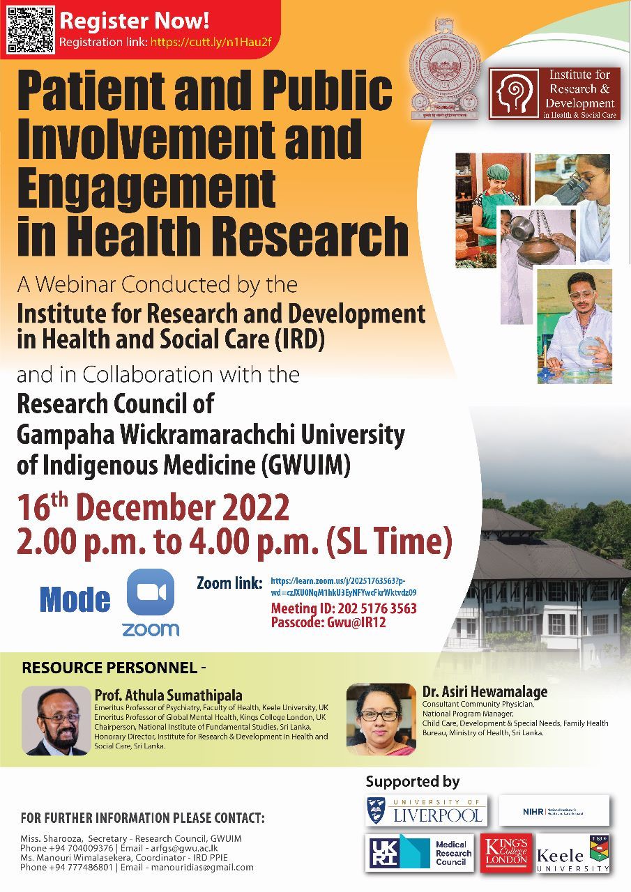 Patient and Public Involvement and Engagement in Health Research