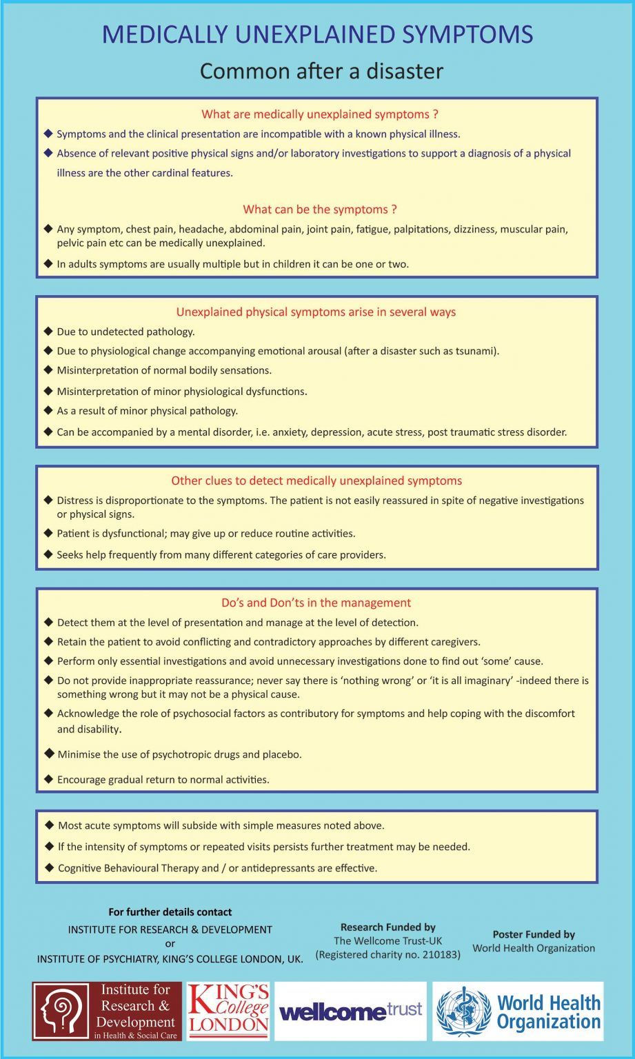 Medically Unexplained Symptoms: Common after a disaster