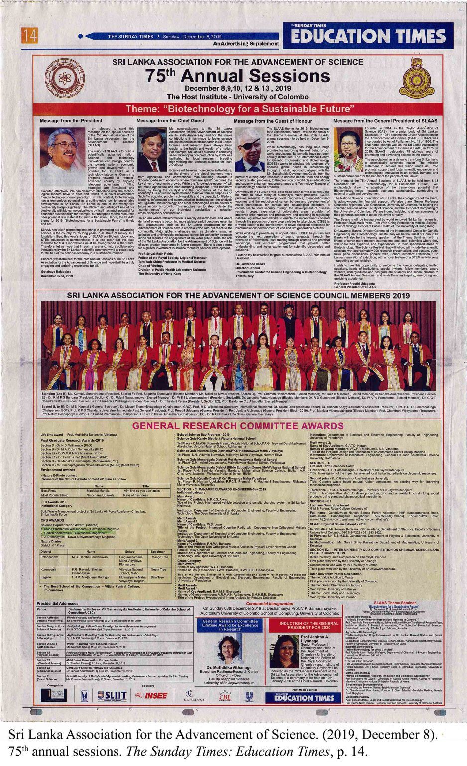 Gaveshana Magazine staffers win SLAAS awards for Science Popularization