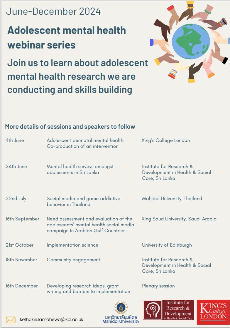 Adolescent mental health webinar series