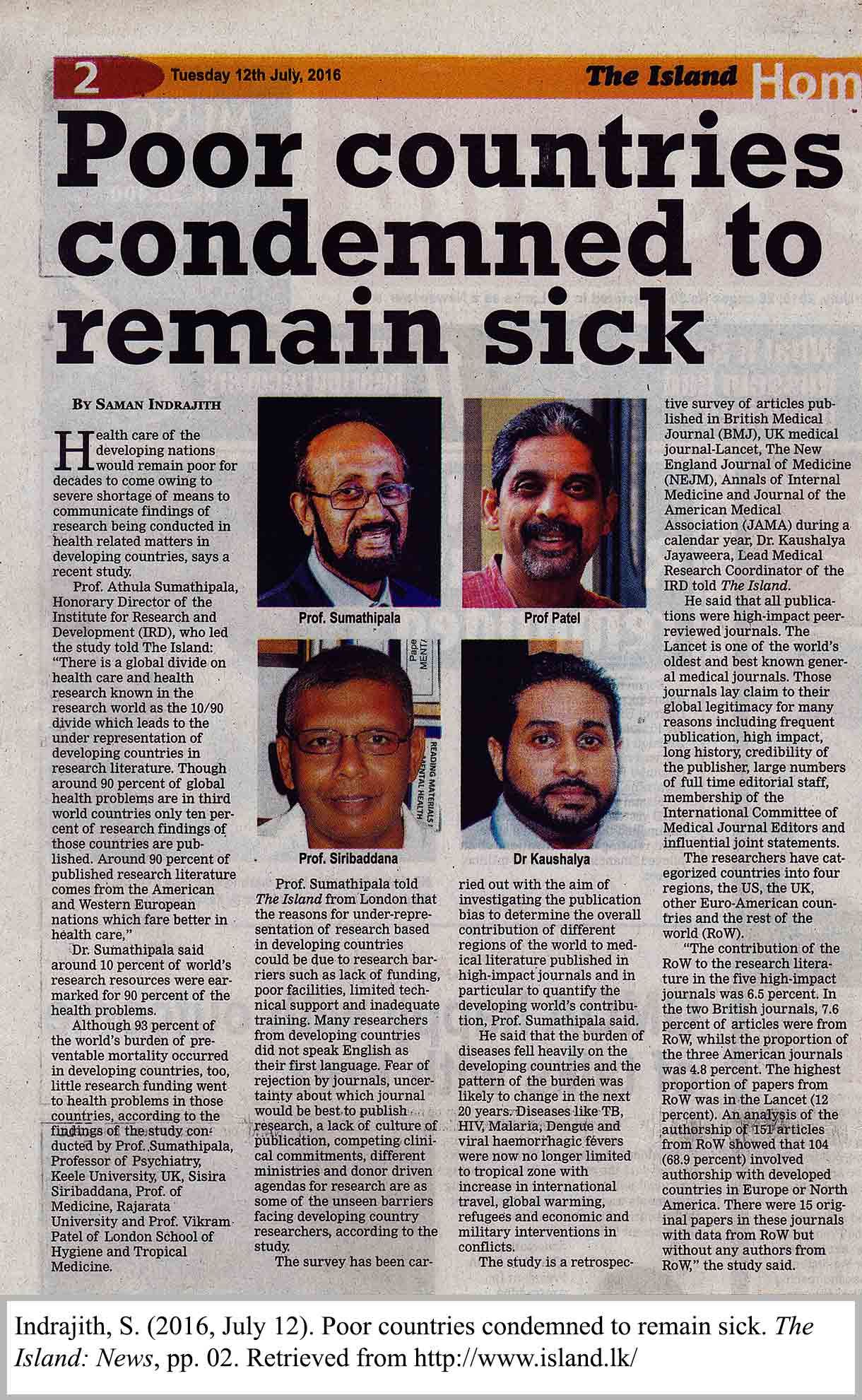Poor countries condemned to remain sick.