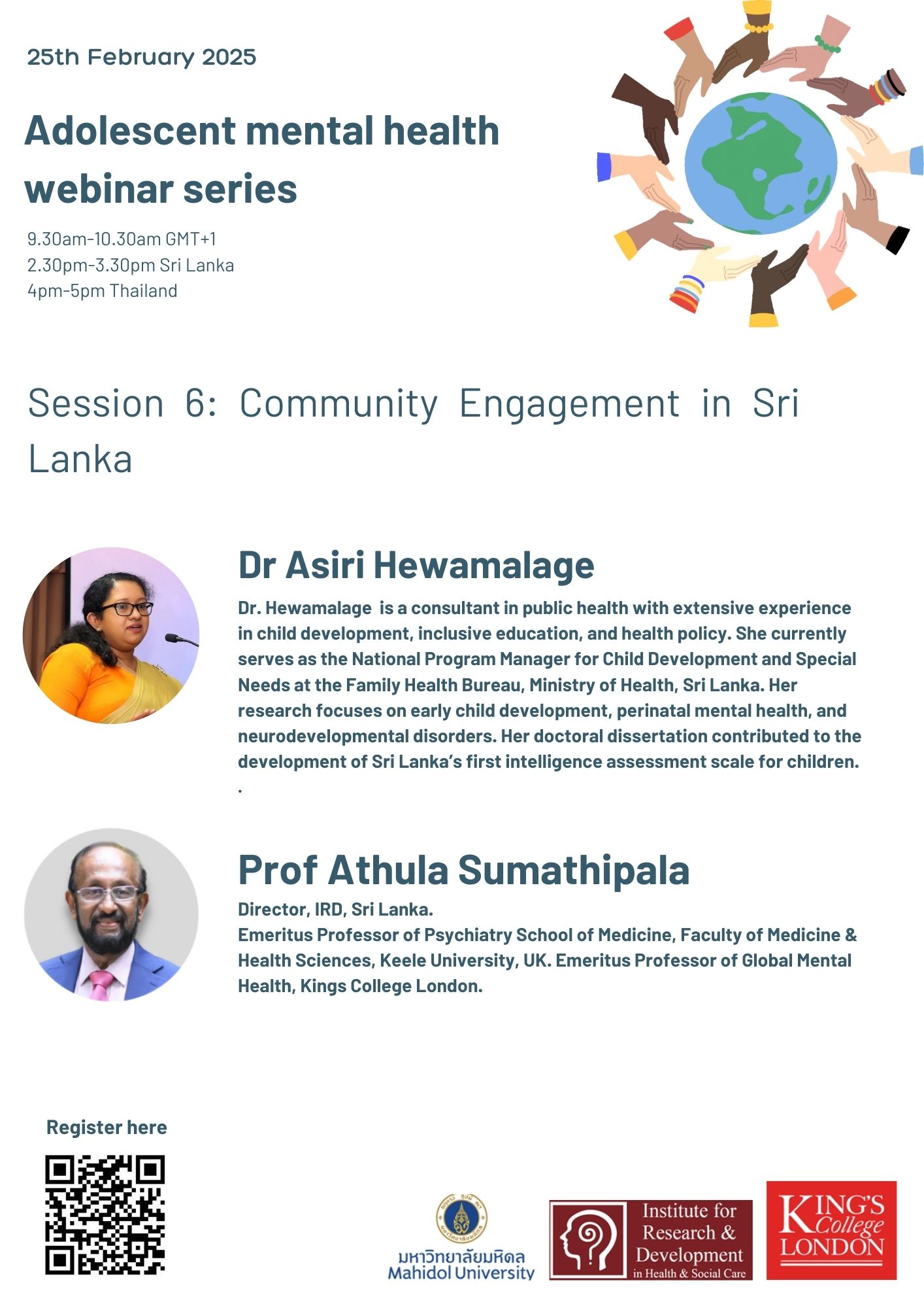 Adolescent Mental Health Webinar Series Session 6: Community Engagement in Sri Lanka